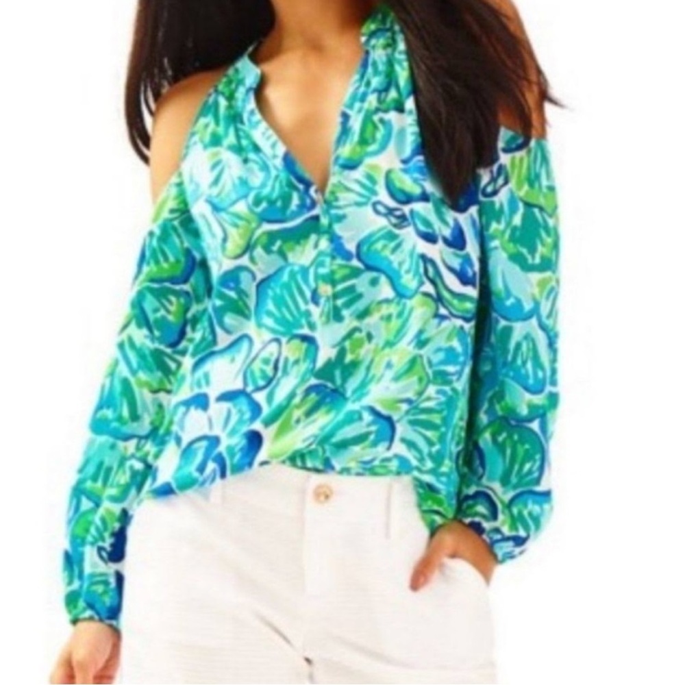 Lilly Pulitzer XS Sunny Shoulder Elsa silk top